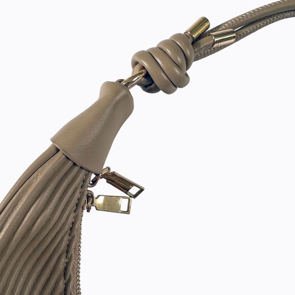 Urban Expressions Textured Knot Hobo Shoulder Bag Vegan Leather Taupe Y2K Boho - Picture 7 of 12